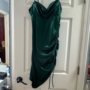 Elegant Green Satin Dress